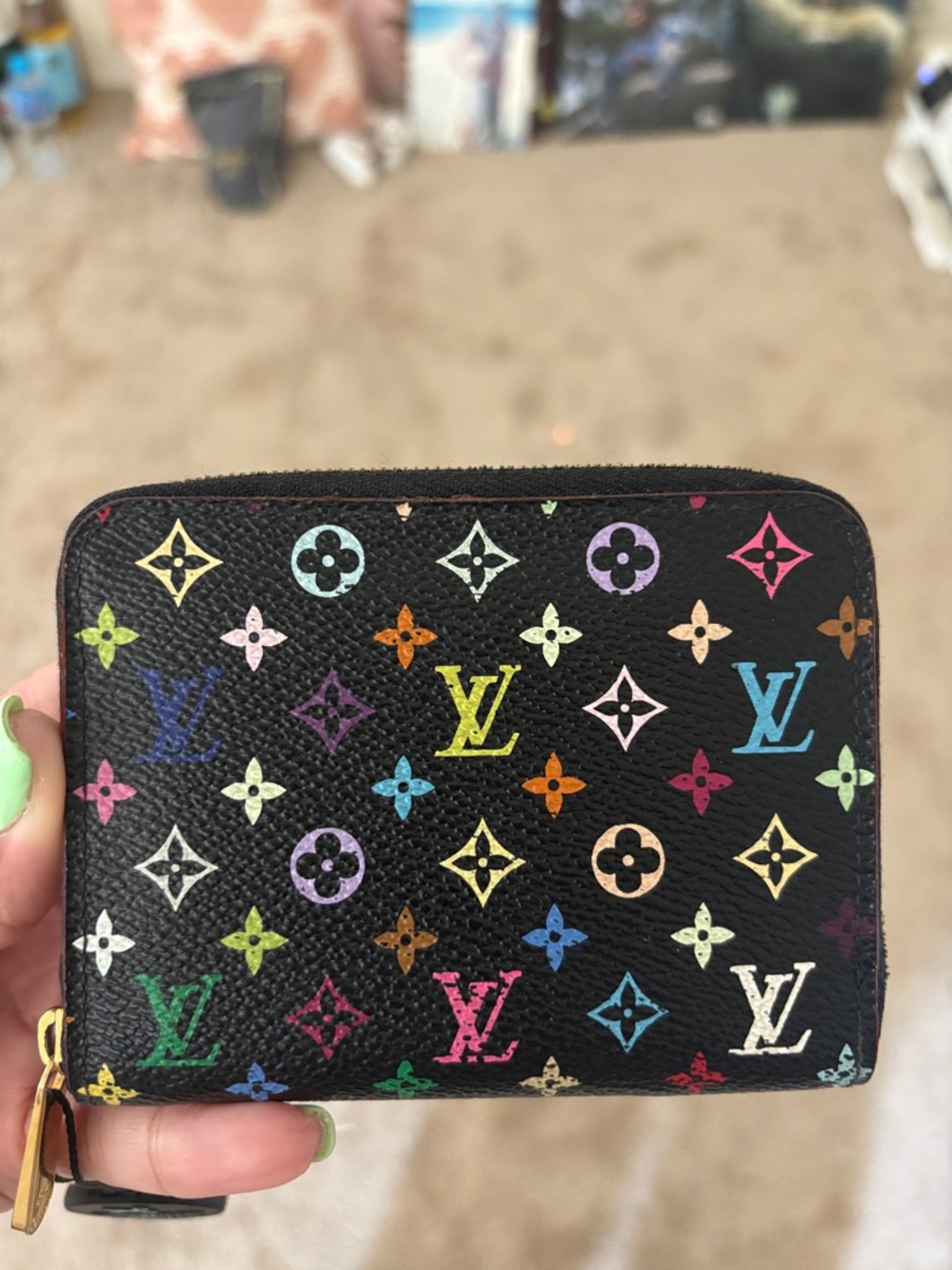 Louis Vuitton Black Multicolor Monogram Zip Around Wallet - Picture 2 of 7